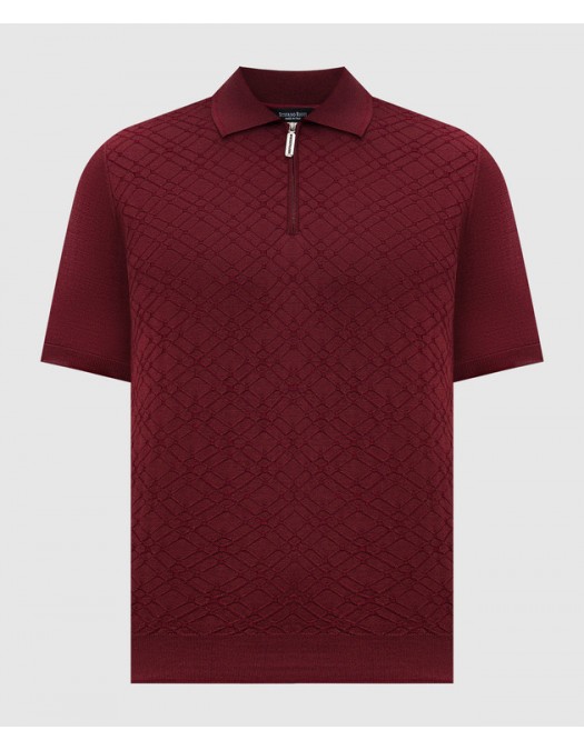 Tricou STEFANO RICCI, Polo Design, Monogram Insert, Silk, Burgundy - K818090P31F251722495