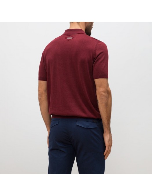 Tricou STEFANO RICCI, Polo Design, Monogram Insert, Silk, Burgundy - K818090P31F251722495