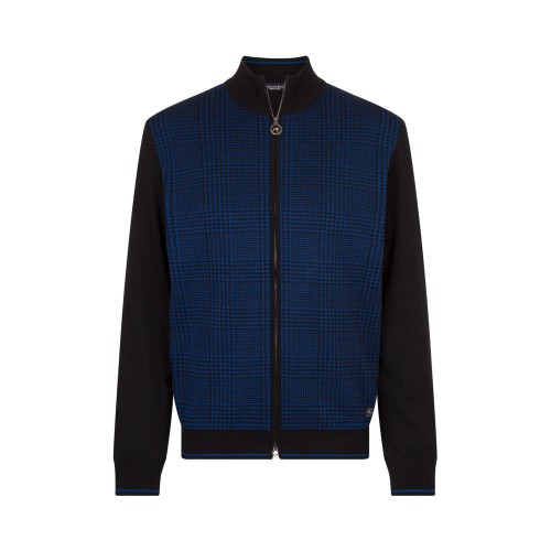 Pulover STEFANO RICCI, Knit Zip, Cotton, Silk, Black, Deep Blue Pulover STEFANO RICCI, Knit Zip, Cotton, Silk, Black, Deep Blue