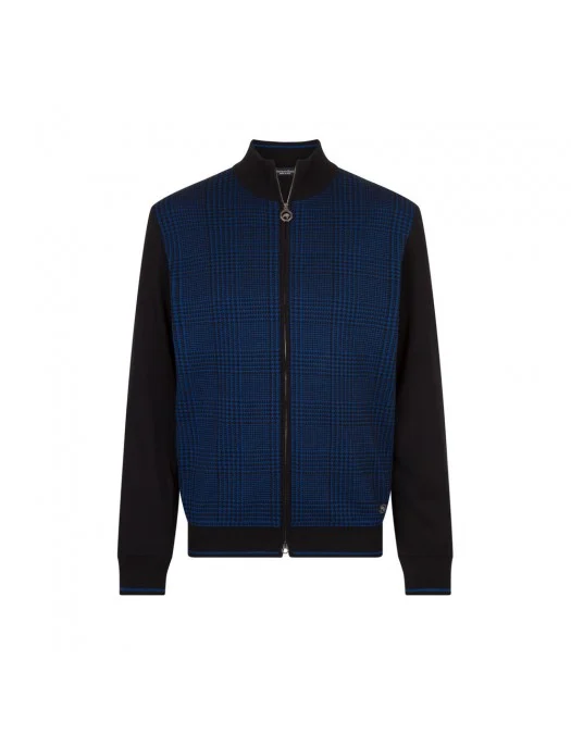 Pulover STEFANO RICCI, Knit Zip, Cotton, Silk, Black, Deep Blue - K818093R30F251753131 Pulover STEFANO RICCI, Knit Zip, Cotton, Silk, Black, Deep Blue - K818093R30F251753131