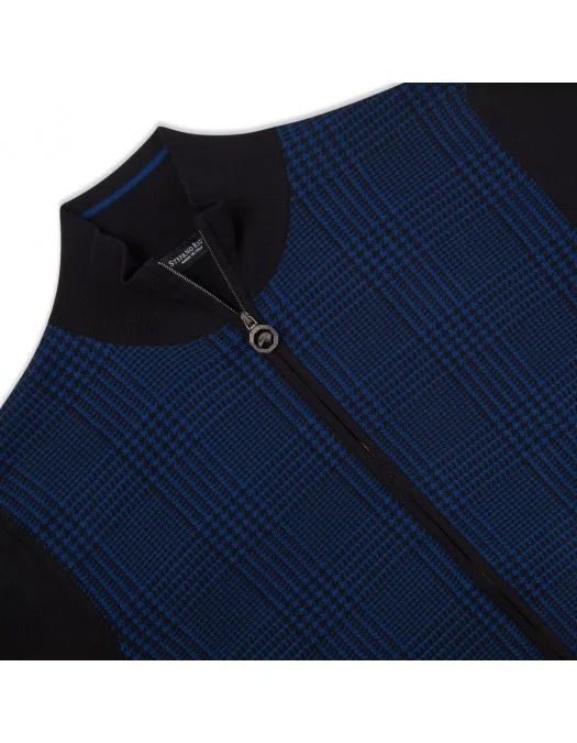 Pulover STEFANO RICCI, Knit Zip, Cotton, Silk, Black, Deep Blue - K818093R30F251753131 Pulover STEFANO RICCI, Knit Zip, Cotton, Silk, Black, Deep Blue - K818093R30F251753131