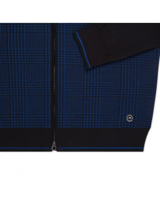 Pulover STEFANO RICCI, Knit Zip, Cotton, Silk, Black, Deep Blue - K818093R30F251753131 Pulover STEFANO RICCI, Knit Zip, Cotton, Silk, Black, Deep Blue - K818093R30F251753131