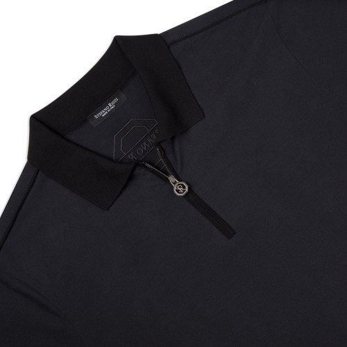 Tricou STEFANO RICCI, Polo, Zipper, Monogram, Silk, Black Tricou STEFANO RICCI, Polo, Zipper, Monogram, Silk, Black