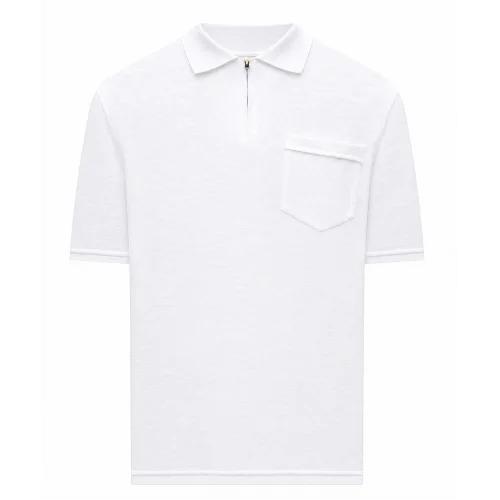 Tricou STEFANO RICCI ,White silk polo with emblem