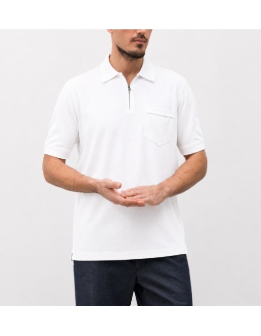 Tricou STEFANO RICCI ,White silk polo with emblem - K919068P31T261012204