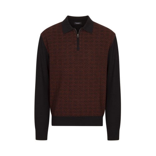 Pulover STEFANO RICCI, Polo Design, Wool, Silk, Crimson Red Pulover STEFANO RICCI, Polo Design, Wool, Silk, Crimson Red