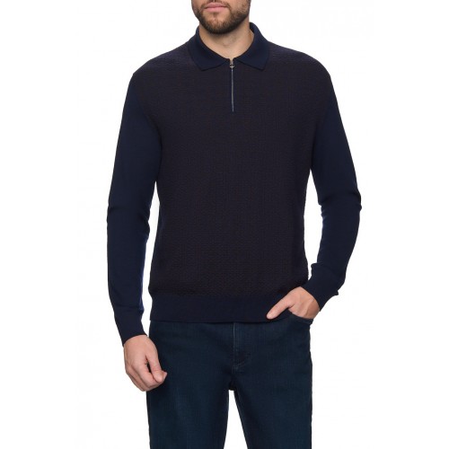 Pulover STEFANO RICCI, Polo Design, Wool, Silk, Navy Blue Pulover STEFANO RICCI, Polo Design, Wool, Silk, Navy Blue