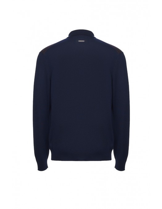 Pulover STEFANO RICCI, Polo Design, Wool, Silk, Navy Blue - KE06010P30E244063198