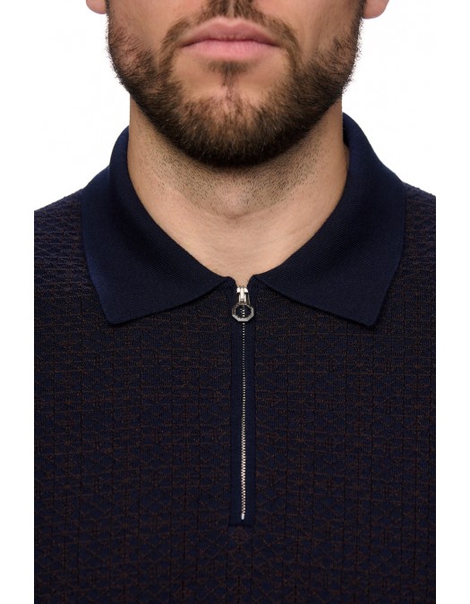 Pulover STEFANO RICCI, Polo Design, Wool, Silk, Navy Blue - KE06010P30E244063198