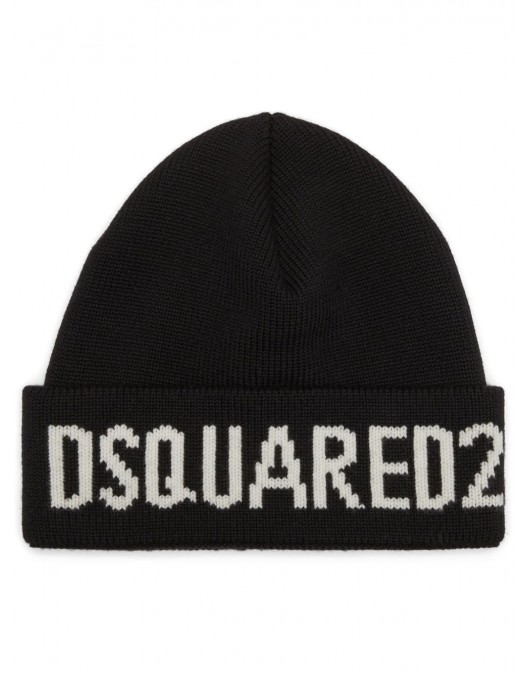 Caciula DSQUARED2, Wool, Logo Beanie, Black - KNM016101W043282124UNI