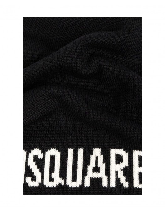 Fular DSQUARED2, Wool, White Logo Insert, Black - KNM016401W043282124UNI