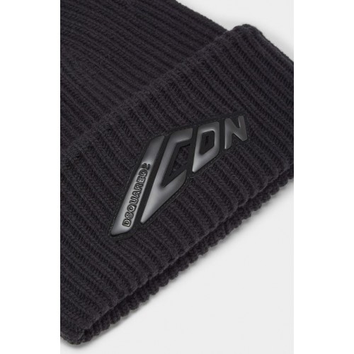 Caciula DSQUARED2, Icon New Generation Knit Beanie,  All black