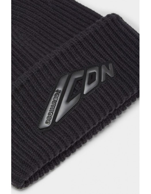 Caciula DSQUARED2, Icon New Generation Knit Beanie,  All black - KNM018701W02695M436