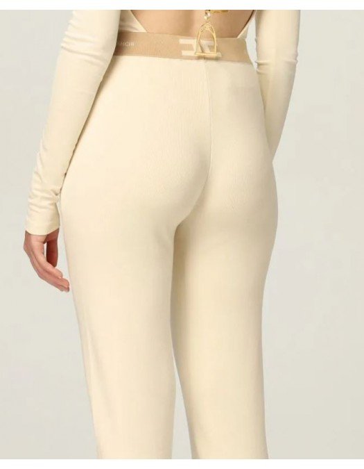 Pantaloni ELISABETTA FRANCHI, Crem, Logo - KP20S16E2U69