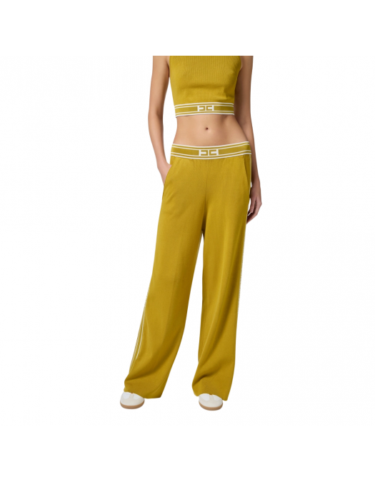PANTALONI ELISABETTA FRANCHI, Contrasting Details, Yellow Curry - KP65S51E2DK7 PANTALONI ELISABETTA FRANCHI, Contrasting Details, Yellow Curry - KP65S51E2DK7