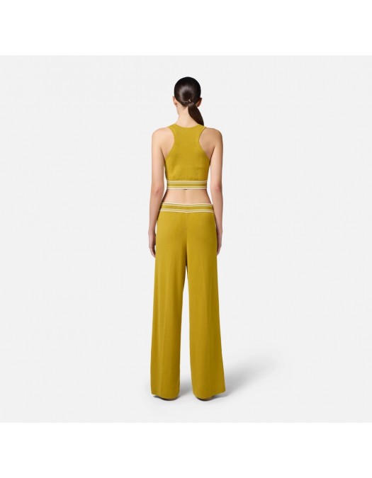 PANTALONI ELISABETTA FRANCHI, Contrasting Details, Yellow Curry - KP65S51E2DK7 PANTALONI ELISABETTA FRANCHI, Contrasting Details, Yellow Curry - KP65S51E2DK7