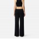 Pantaloni ELISABETTA FRANCHI, Knit fabric trousers with shiny viscose bands, Negru - KP74S61E2685