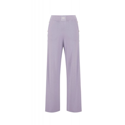Pantaloni ELISABETTA FRANCHI, Knit fabric trousers with shiny viscose bands, Mov