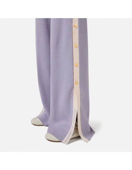 Pantaloni ELISABETTA FRANCHI, Knit fabric trousers with shiny viscose bands, Mov - KP74S61E2FA4