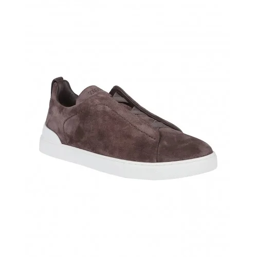 Sneakers Zegna, Low Top, Triple Stitch, Red Brown