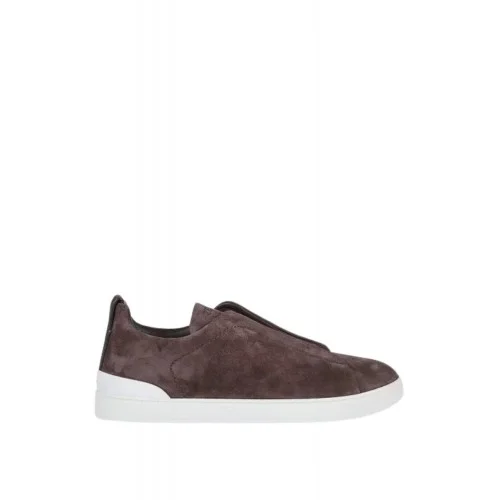 Sneakers Zegna, Low Top, Triple Stitch, Red Brown