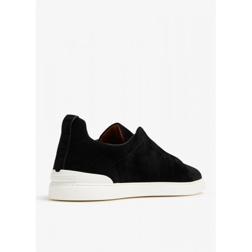 Sneakers Zegna, Triple Stitch, Low Top, Leather, Black Sneakers Zegna, Triple Stitch, Low Top, Leather, Black
