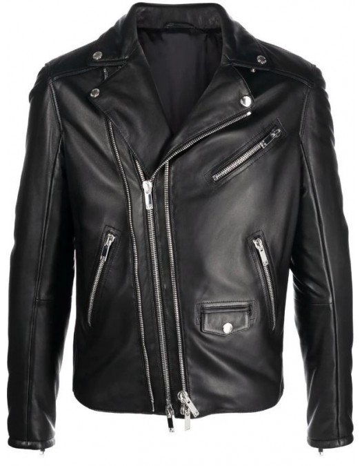 GEACA Les Hommes, zip-detail biker jacket, Leather - LLL220158U9000