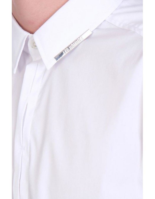 CAMASA LES HOMMES, Shirt In White Cotton, Logo Argintiu - LLS401463U1000