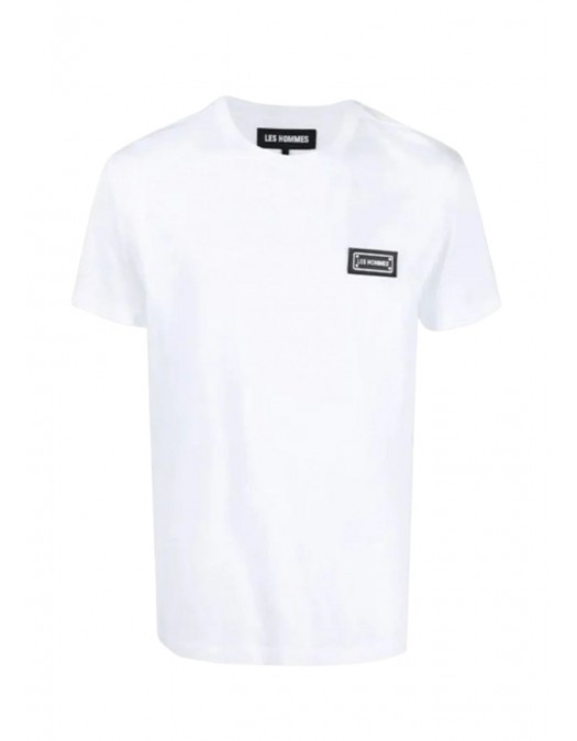 Tricou LES HOMMES, Bumbac, Logo metalic, Alb - LMT100712U1000 Tricou LES HOMMES, Bumbac, Logo metalic, Alb - LMT100712U1000