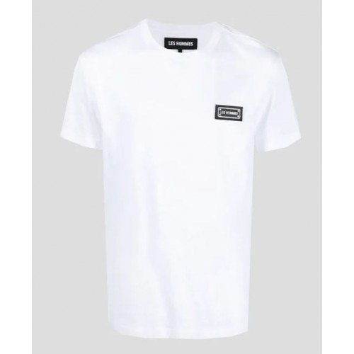 Tricou LES HOMMES,  Bumbac, Logo metalic, Alb