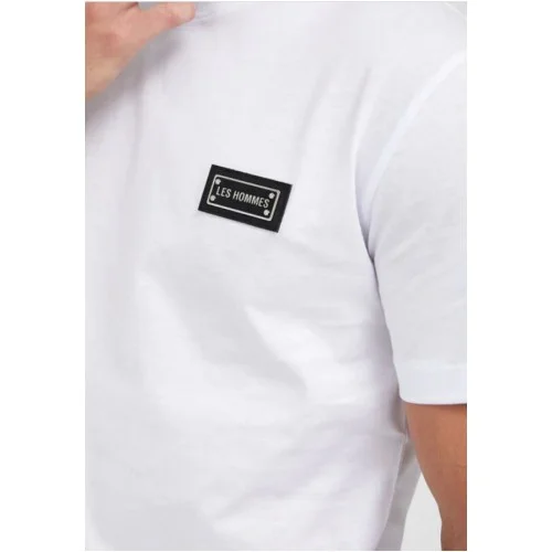 Tricou LES HOMMES,  Bumbac, Logo metalic, Alb