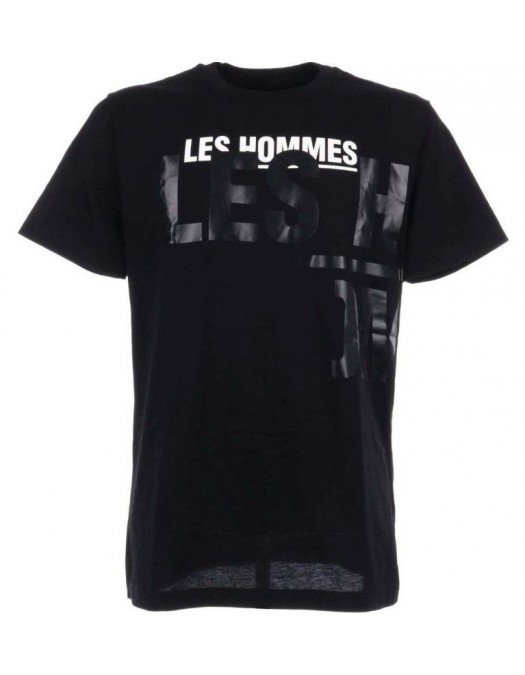 Tricou LES HOMMES, Logo Print Frontal, Negru - LMT218712P9001