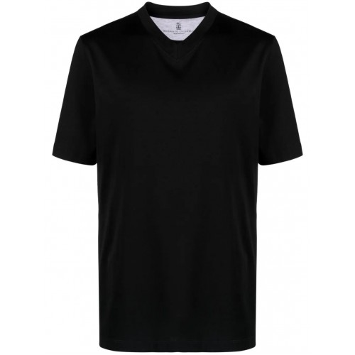 Tricou BRUNELLO CUCINELLI, Decolteu V, Model clasic, Negru Tricou BRUNELLO CUCINELLI, Decolteu V, Model clasic, Negru