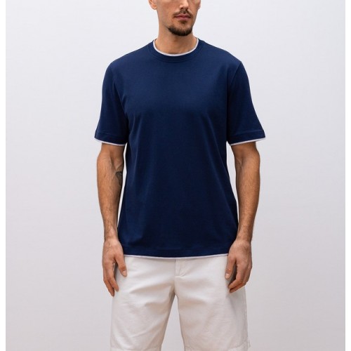 Tricou BRUNELLO CUCINELLI,Classic Design, Navy Blue Tricou BRUNELLO CUCINELLI,Classic Design, Navy Blue