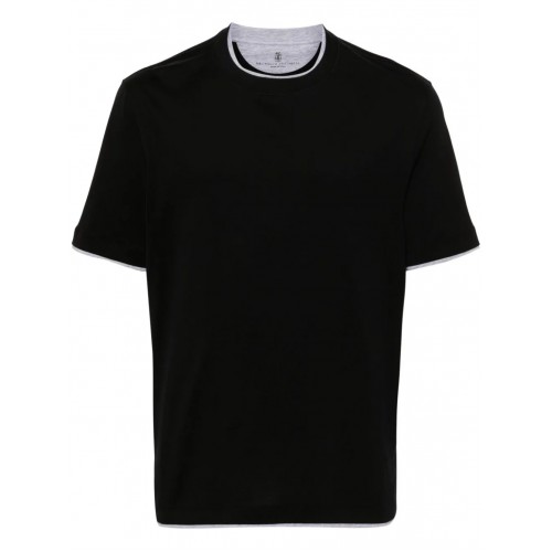 Tricou BRUNELLO CUCINELLI, Design Stratificat, Black Tricou BRUNELLO CUCINELLI, Design Stratificat, Black