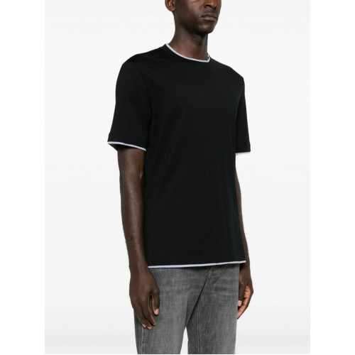 Tricou BRUNELLO CUCINELLI, Design Stratificat, Black Tricou BRUNELLO CUCINELLI, Design Stratificat, Black