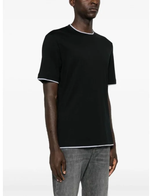 Tricou BRUNELLO CUCINELLI, Design Stratificat, Black - M0B137427CGB88 Tricou BRUNELLO CUCINELLI, Design Stratificat, Black - M0B137427CGB88