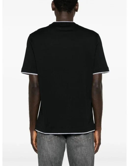 Tricou BRUNELLO CUCINELLI, Design Stratificat, Black - M0B137427CGB88 Tricou BRUNELLO CUCINELLI, Design Stratificat, Black - M0B137427CGB88