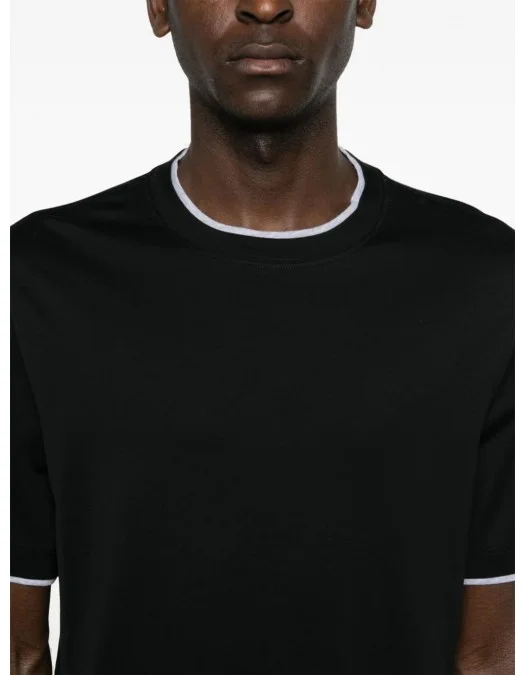 Tricou BRUNELLO CUCINELLI, Design Stratificat, Black - M0B137427CGB88 Tricou BRUNELLO CUCINELLI, Design Stratificat, Black - M0B137427CGB88