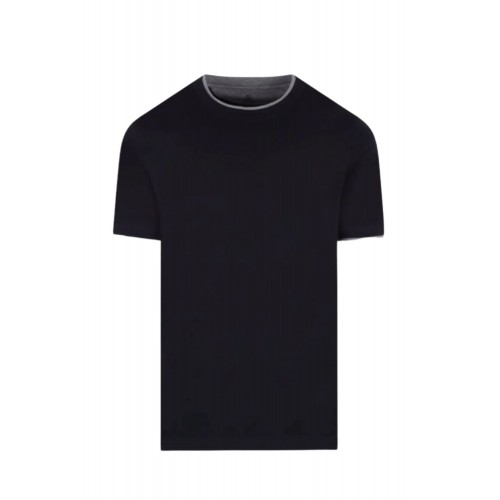 Tricou BRUNELLO CUCINELLI, Logo Print, Grey Details, Black Tricou BRUNELLO CUCINELLI, Logo Print, Grey Details, Black