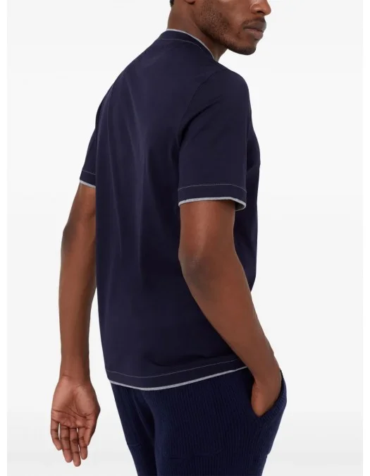 Tricou BRUNELLO CUCINELLI, Embroidered Logo, Navy Blue - M0B137451GCB422