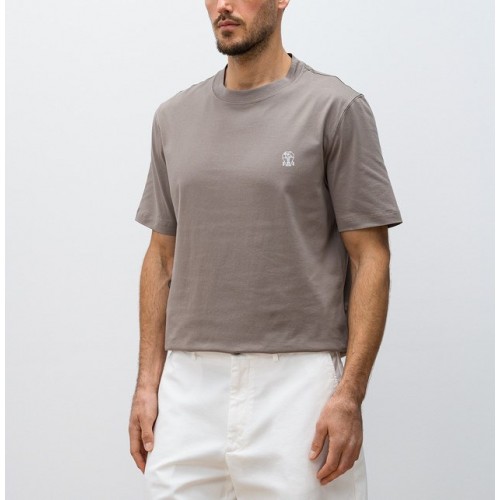 Tricou BRUNELLO CUCINELLI,Classic Design, Logo Print, Brown Tricou BRUNELLO CUCINELLI,Classic Design, Logo Print, Brown