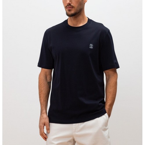 Tricou BRUNELLO CUCINELLI, Classic Design, Logo, Navy Blue Tricou BRUNELLO CUCINELLI, Classic Design, Logo, Navy Blue