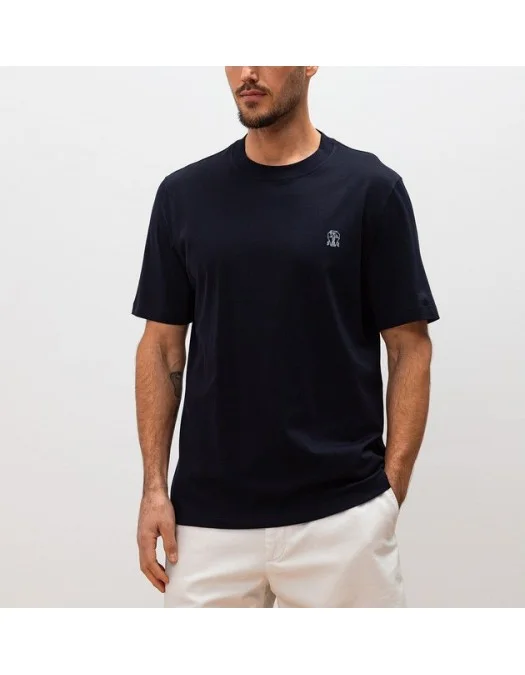Tricou BRUNELLO CUCINELLI, Classic Design, Logo, Navy Blue - M0B138440C4425 Tricou BRUNELLO CUCINELLI, Classic Design, Logo, Navy Blue - M0B138440C4425