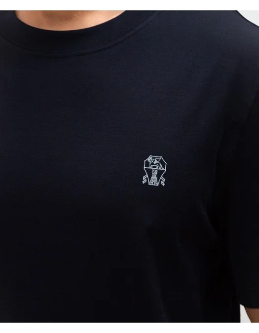 Tricou BRUNELLO CUCINELLI, Classic Design, Logo, Navy Blue - M0B138440C4425 Tricou BRUNELLO CUCINELLI, Classic Design, Logo, Navy Blue - M0B138440C4425
