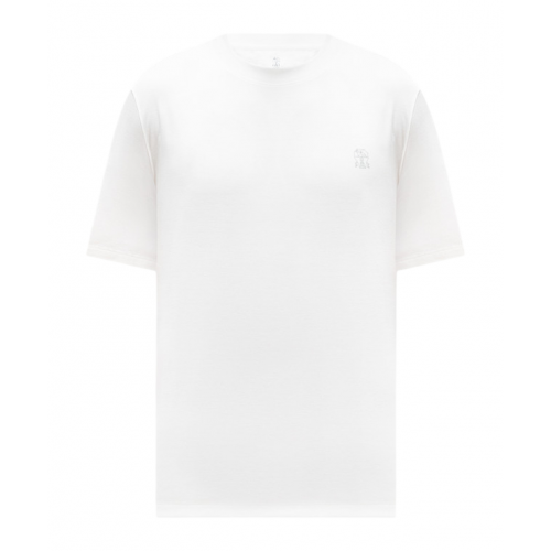 Tricou BRUNELLO CUCINELLI, Classic Design, Logo, White Tricou BRUNELLO CUCINELLI, Classic Design, Logo, White