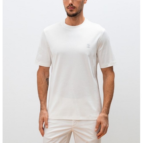 Tricou BRUNELLO CUCINELLI, Classic Design, Logo, White Tricou BRUNELLO CUCINELLI, Classic Design, Logo, White