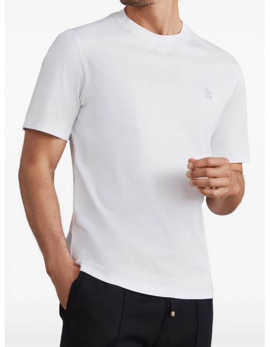 Tricou BRUNELLO CUCINELLI, Classic Design, Grey Logo, White - M0B138440CK640