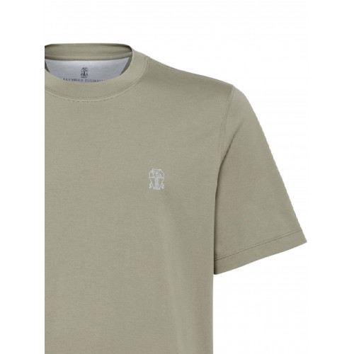 Tricou BRUNELLO CUCINELLI, Logo Embroidered, Simple, Grey Tricou BRUNELLO CUCINELLI, Logo Embroidered, Simple, Grey