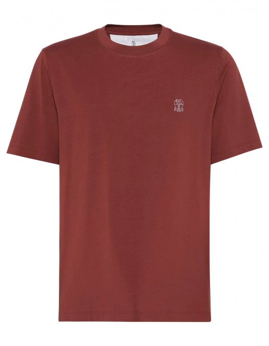 Tricou BRUNELLO CUCINELLI, White Logo Print, Deep Red - M0B138440CRW71